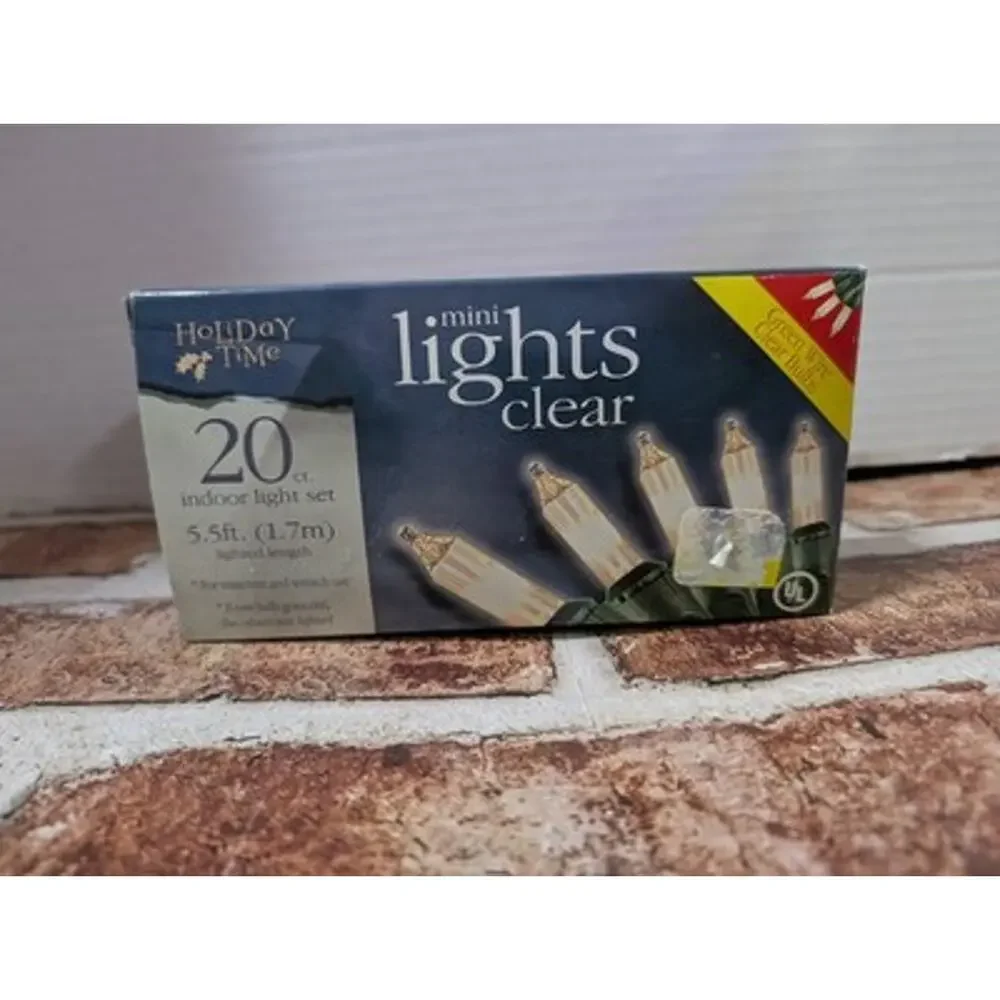 Holiday Time Mini Lights Clear 20 Ct 5.5 ft Green Wire Indoor Christmas NIB